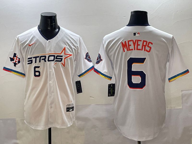 Men Houston Astros 6 Meyers White Four generations Joint Name 2025 Nike MLB Jersey style 7